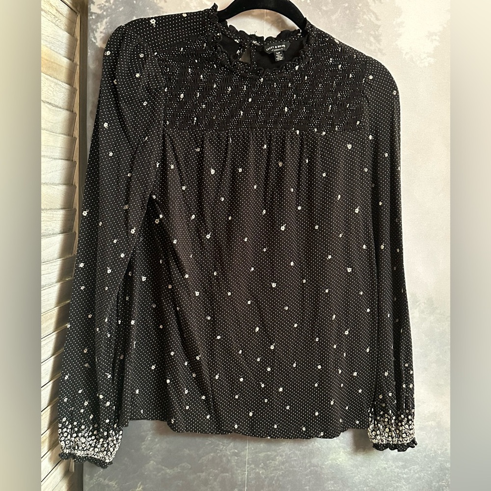 Lucky Brand Black and White Polka Dot Blouse